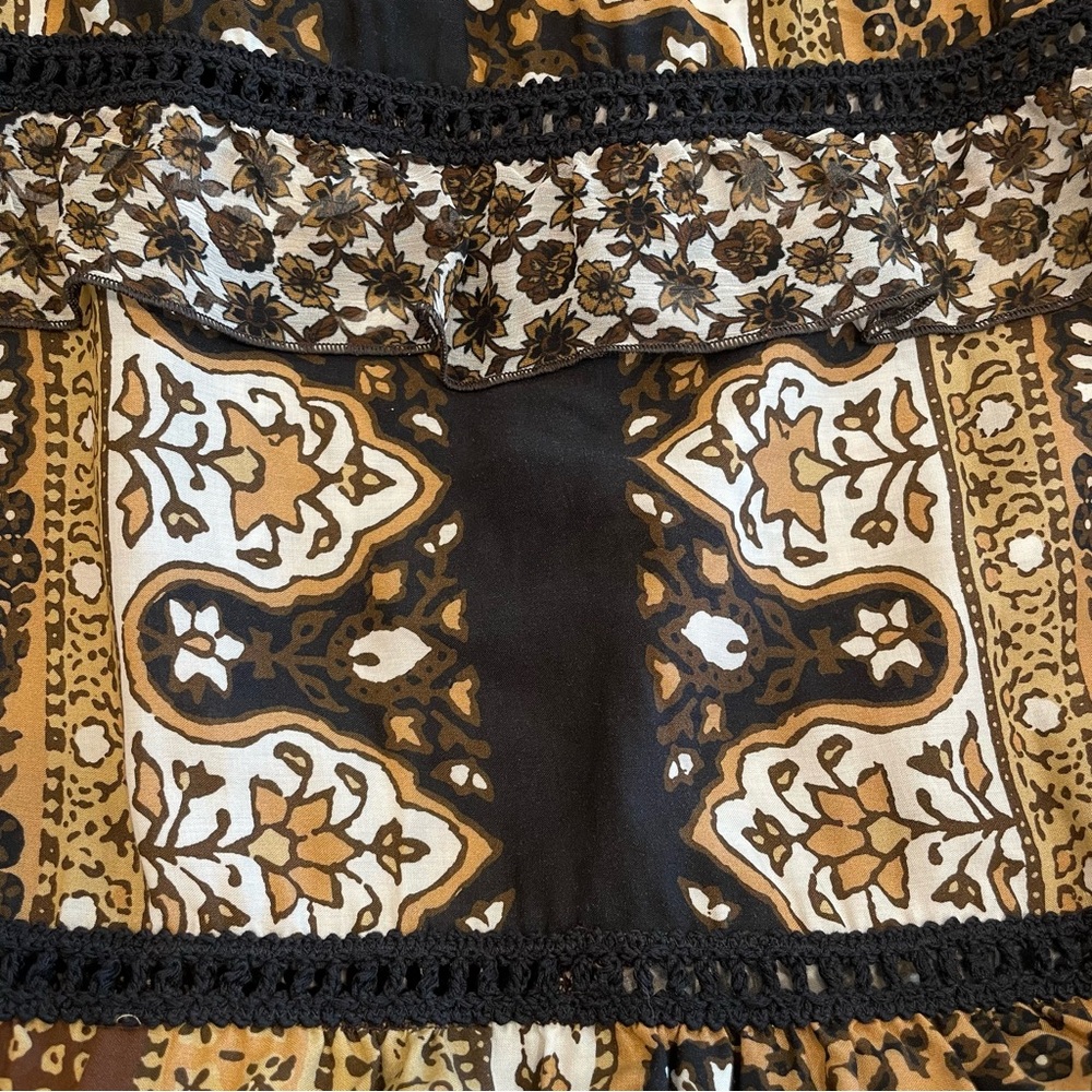 Raffaela D’Angelo Tiered Maxi Dress Size S Brown Boho Coastal Cowgirl Beach - Picture 7 of 16